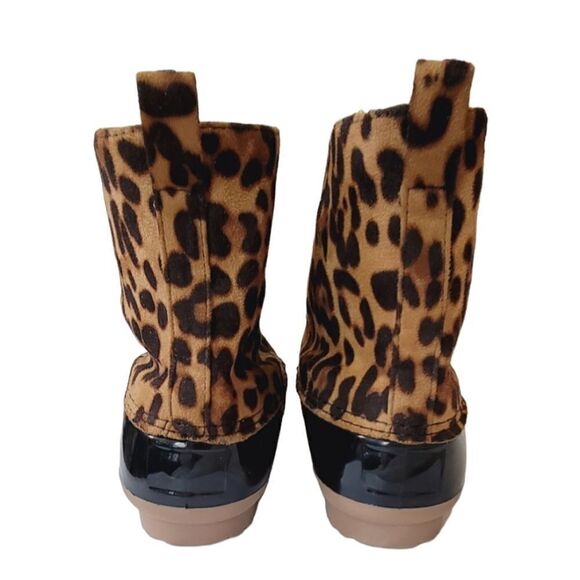 Yoki Dylan-33 Black Leopard Print Duck Boots Size 10 - Picture 4 of 8